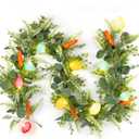 N&T NIETING 6 FT Easter Artificial Garlands with 10 Glowing Eggs & 6 Carrots, Fern Garland for Home Kitchen Fireplace Indoor Outdoor Holiday Party