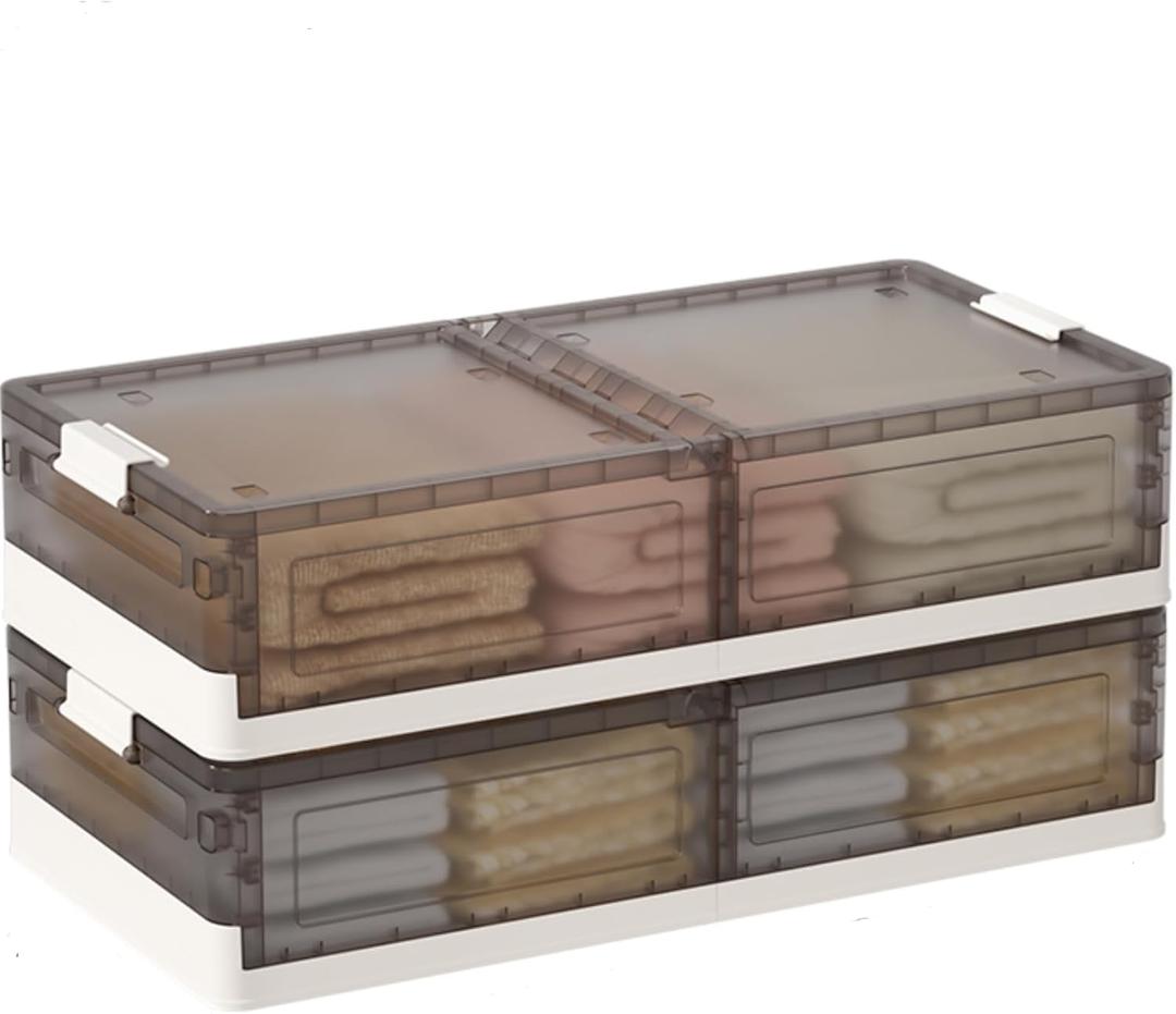 Under Bed Storage Containers - 2Pack, Stackable Under Bed Rolling Storage Plastic Containers, 13.5Gal Storage Bins with Wheels, Multi-purpose Storage Bins with Lids for Clothes, Shoes, And Duvets