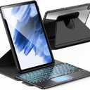 INFILAND for Samsung Galaxy Tab A9 Plus 5g Case with Keyboard High Precision Trackpad & 7 Color Backlight 360 Degree Rotating, Detachable Wireless Keyboard Case for Tab A9+ 11 inch 2023, Black