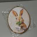 Jinhaichen Vintage Easter Bunny Oval Wall Art Framed, Easter Clover Oval Wall Decor, Rustic Cottagecore Farmhouse Hanging Canvas Prints for Bedroom Living Room Decoration, 8.6x11.4 Inch