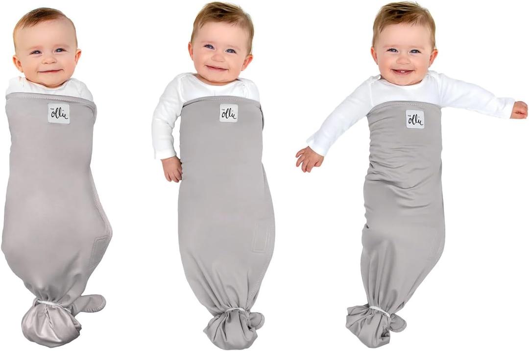 The Ollie Swaddle - Helps to Reduce The Moro (Startle) Reflex - Made from a Custom Designed Moisture-Wicking Material (Stone)