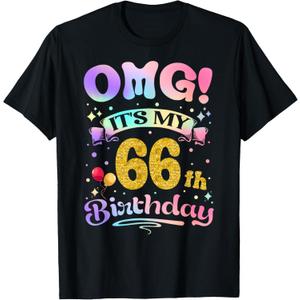 OMG It's My 66th Birthday Women Funny 66 Years old Birthday T-Shirt, XL