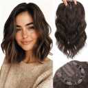 Kintama Highlight Dark Brown Hair Topper for Women with Bangs Clip in Hair Piece for Thinning Hair Volumizing Topper Wiglet for Instant Volume & Natural Look