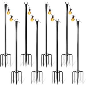 8 Pack String Light Poles for Outside, Adjustable Metal Patio Light Poles