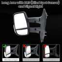 Left Driver Side Mirror Long Arm Compatible with 2015-2025 Ford Transit 150 250 350 350HD Left Side Rear Door Mirror with Signal Light and Blind Spot Sensor