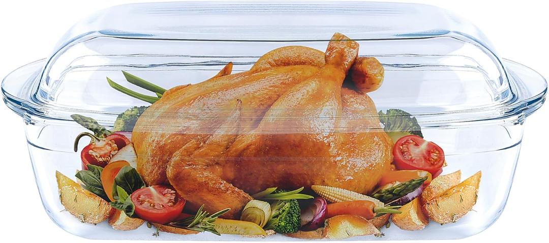 Large Casserole Dish With Lid - 4.7qt Glass Baking Dishes For Oven - Clear oval Glass Casserole Dish - Cookware For Cooking, Baking, Serving