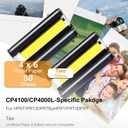 Compatible for M100/M200 4x6" Photo Printer 80 Sheets Photo Paper & 2 Ink Cartridges Refill,80 Sheets 4"X 6" Photo Paper Glossy and Two Ribbons for DHP512/DHP513 Printer