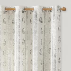 Boho Linen Curtains for Bedroom Living Room Black Farmhouse Boho Curtains 84 Inches Long Geometric Striped Patterned Mudcloth Grommet Top Light Filtering Window Drapes 2 Panels Black on Beige