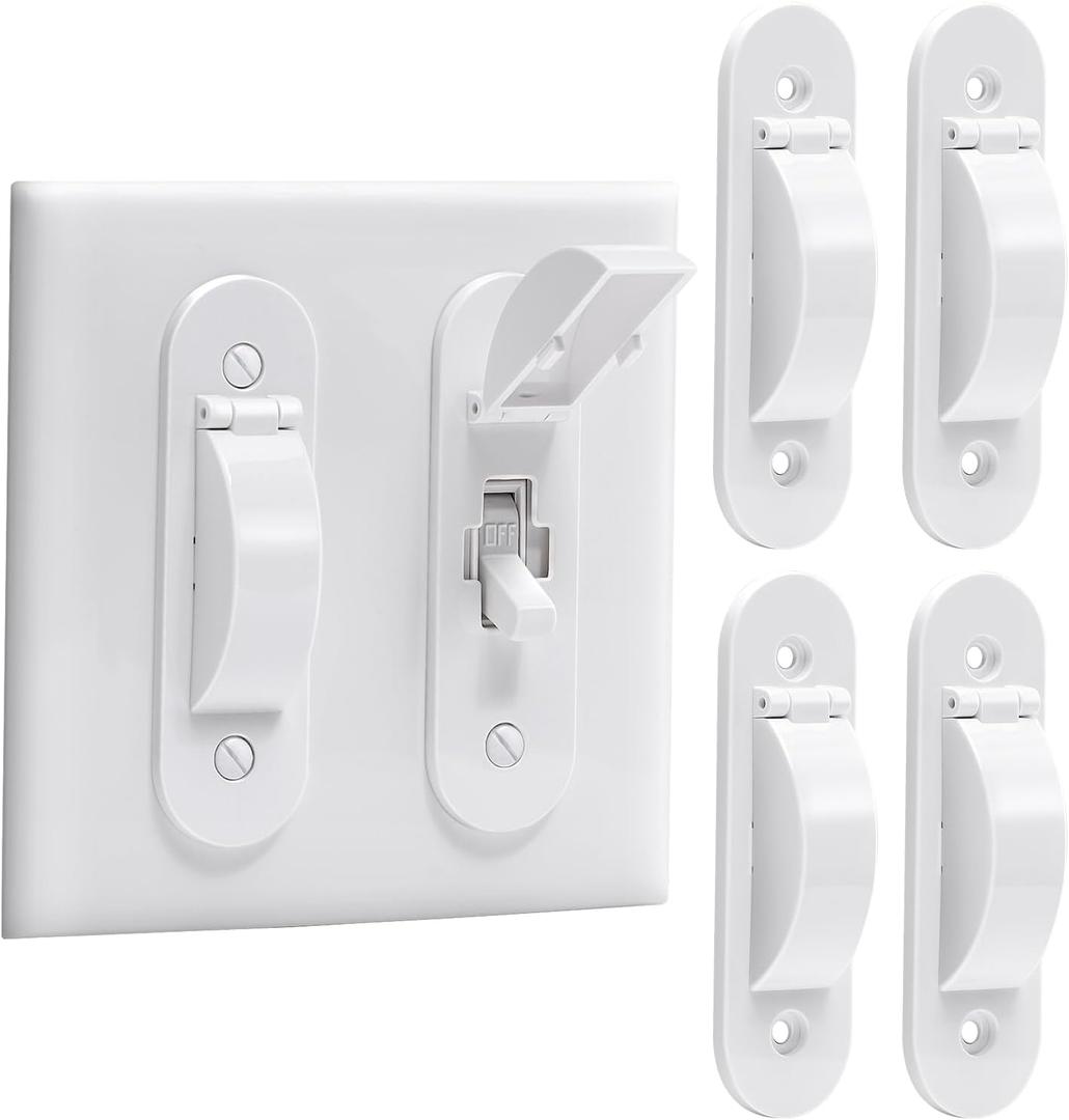 Wall Switch Guard, Child Proof Light Switch Cover Guard | Toggle Style | Light Switch Protection | Keep Toggle Switch in On or Off Position | 4 Pack, White