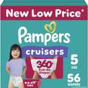 Pampers Diapers - Cruisers 360 - Size 5, 56 Count, Babyproof up to 100% Leakproof Pull-On Diaper