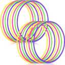 Libima 16 Pcs Toy Color Hoop for Kids, Detachable Adjustable Light Weight Plastic Colored Hoops Toy Circles for Party Games, Dance, Dog Agility (28 Inch, Green, Purple, Yellow, Pink)