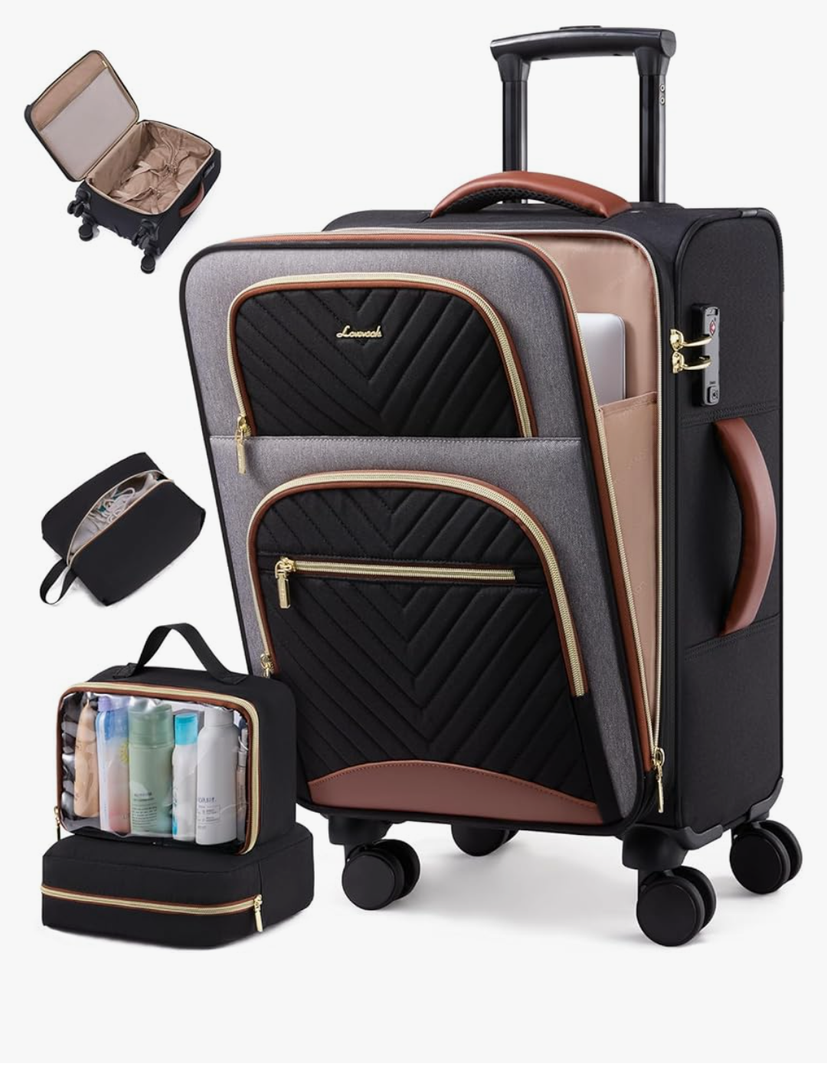 LOVEVOOK Carry on Luggage 22x14x9 Airline Approved, Large Waterproof Carry on Suitcase with 3 Packing Cubes,Lightweight Softside Underseat Travel Luggage with 360° Wheels,Laptop Compartment,TSA Lock