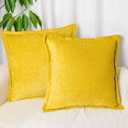 Pack of 2, Chenille Throw Pillow Covers 24x24 Inch Mustard Yellow Decorative Pillowcase Boho Farmhouse Cushion Covers Soft Couch Cushion Case for Couch Sofa Bedroom Living Room