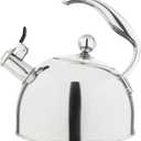 Viking 3-Ply Stainless Steel Tea Kettle, 2.6 Quart Stovetop Hot Water Pot with Tempered Glass Lid, Ergonomic Handle, Induction Ready, Satin Silver