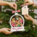 6" Shaking Christmas Ornament 2025 for Family of 2,3,4,5,6,7,8,9,10,11,12,13,14,15,16, DIY Gingerbread Keepsake with Dog Cat, New Home Ornament, Gifts for Xmas Tree Hanging Decor HO49-6W