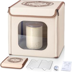Folding Bread Proofing Box with 50-113 Temp Control & 48H Timer, Dough Proofer with Metal Rack, Humidor, Ideal for Sourdough, Bread Baking, Pizza, Yogurt, Kombucha, Perfect for Compact Kitchens