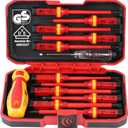1000V Insulated Electrician Screwdriver Set - 13-Piece Professional Electrical Screwdriver Set Insulation Handle CRV Steel Magnetic Phillips Slotted Pozi Torx Tips VDE & GS Certified