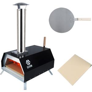 Elevon Pizza Oven Wood Fired Pizza Maker, Portable Stainless Steel, Pizza Grill, Outdoors with Pizza Peel and Pizza Stone