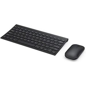 Rechargeable Wireless Keyboard Mouse Combo, Seenda Ultra Slim Small Compact Keyboard and Mouse with Long Battery Life for Windows Laptop Computer, Black