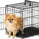 FDW Dog Crate for Small Dogs 18 Inch Folding Metal Wire Pet Cage Single Door W/Divider Panel Indoor Outdoor Kennel Leak-Proof Plastic Tray,Black