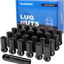 24pcs M14x1.5 Spline Lug Nuts - Compatible with Chevrolet Tahoe/Suburban/Silverado, GMC Yukon/Sierra 1500, Ford Expedition, One-Piece Design Factory Wheel Lug Nut Set with Socket Key (Black)