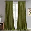 StangH Olive Green Curtains for Bedroom, Rod Pocket Room Darkening Window Drapes Christmas Holiday Home Decoration for Party Backdrop/Living Room, W52 x L90, 2 Panels