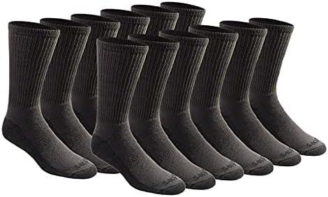 Dickies Men's Dri-Tech Essential Moisture Control Crew Socks Multipack, Charcoal (12 Pairs), Large