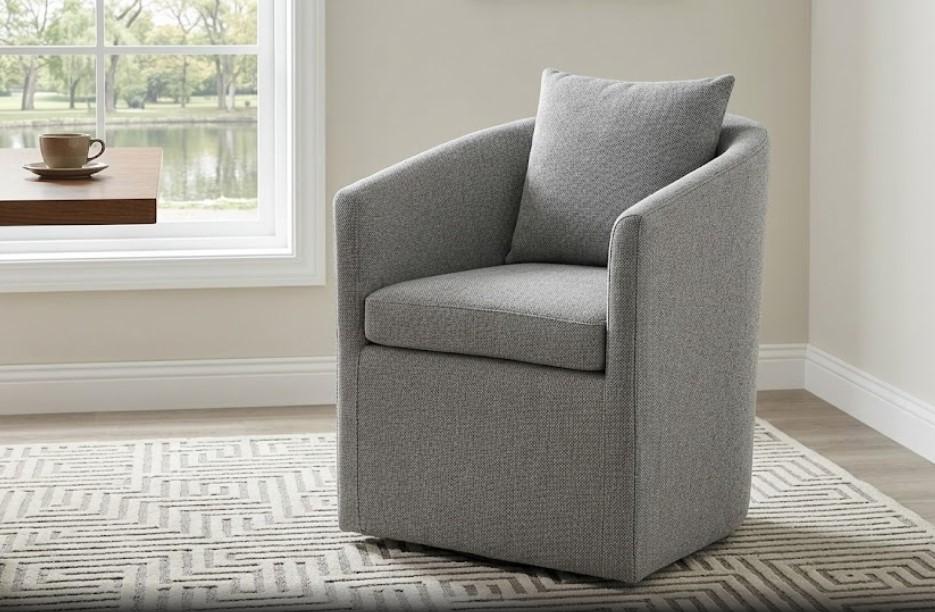 KISLOT Upholstered Dining Chairs Set of 1, Washable Cover Modren Deskchair with 4 Casters & Hidden Storage for Dining Room, Living Room, Home Office, Grey, 1 Box