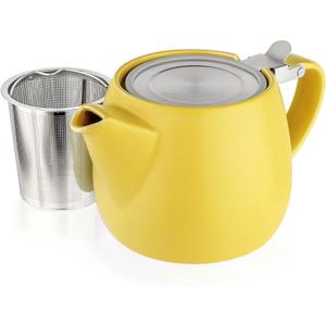 Tealyra - Pluto Porcelain Small Teapot Yellow - 18.2-ounce (1-2 cups) - Matte Finish - Stainless Steel Lid and Extra-Fine Infuser To Brew Loose Leaf Tea - 540ml