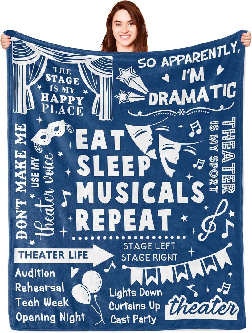 Theater Gifts, Theatre Gifts Blanket, Musical Theater Gifts, Gifts for Theatre Lovers, Gifts for Theatre Actors, Theatre Gifts for Women, Broadway Gift Throw Blanket 60x50in