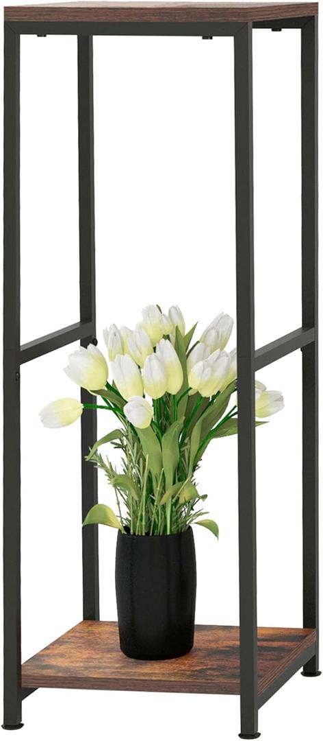 CASIMR Plant Stand for Indoor, Tall Metal Shelf with Square Wooden Board, 2 Tier Display Rack for Multiple Plants, 32 Inch Tiered Flower Pot Holder for Corner Living Room Balcony Garden Patio CASIMR Plant Stand for Indoor, Tall Metal Shelf with Square Wooden Board, 2 Tier Display Rack for Multiple Plants, 32 Inch Tiered Flower Pot Holder for Corner Living Room Balcony Garden Patio