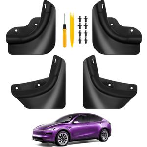 2025 Upgrade Mud Flaps for Tesla Model Y Juniper 2025 [No Drilling/Tape Install] Splash Guards Fenders All Weather Mudflaps for Tesla Model Y Juniper Accessories 2025 Matte Black