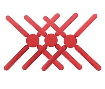 3/ Pack Foldable Silicone Trivets, Non-Slip Collapsible Cross Compact Design, Silicone Trivets in Cute Colors, Expandable Silicone Pot Holder, Red