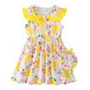 Saeaby Baby Girl Clothes Summer Dress Toddler Lemon Dresses Ruffled Sundress for Girls Cute Casual Outfit 12-18 Month Girl Clothes 1 Year Old Birthday Gift