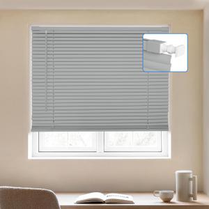MYshade No-Drill Cordless Horizontal Mini Blinds 45.5" W x 64" H Tool-Free Inside Mount Window Blinds with 1" Vinyl Slats, Light Filtering & Privacy, Child & Pet Safe, Gray