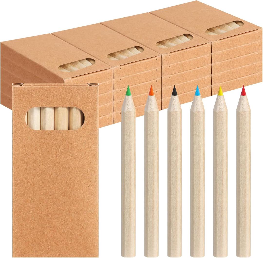 120pcs/20 Boxes Mini Colored Pencils Bulk Kids Drawing Colored Pencils Bulk Party Favor, 6 Color Pencils in Kraft Boxes, 3.5 Inch Short Coloring Pencils Pre-sharpened for Classroom School Supplies