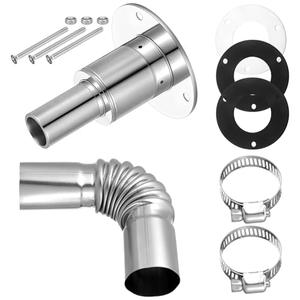 Blulu Thru Hull Skin Diesel Heater Pipe 24mm Tube Pipe Socket Hardware 316 Stainless Steel Tube Elbow Connector with 2 Clamps for Boats Car Truck Diesel Heaters(Straight Head)