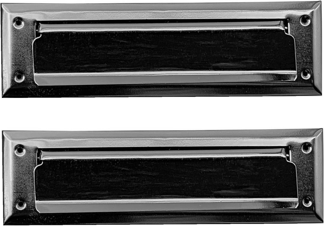 Solid Steel Satin Black Color with Spring Flap | Mail Slot Fits to Most Doors | Outer Size 10 Inches by 3 inches | Set with Front and Rear Piece and Screws | Easy Installation and Long Lasting
