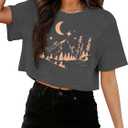 Binshre Womens Short Sleeve Crops Tops Summer Graphic Tees Crew Neck Cropped T Shirts Casual Loose Fit Blouse (S)