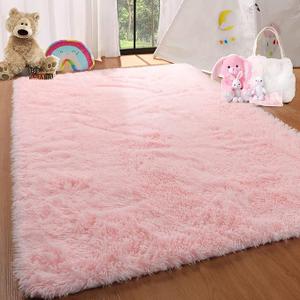 Pink Soft Area Rug for Bedroom,5x8,Fluffy Rugs,Furry Rugs for Living Room,Shag Rugs for Girls Baby Room,Shaggy Rug for Kids Room,Fuzzy Rugs for Nursery Dorm Room,Anti-Slip Rug,Pink Carpet,Home Decor