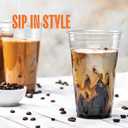 Stack Man [100 Pack - 24 oz.] Clear Disposable Plastic Cups PET Crystal Clear Disposable 24oz Plastic Cups