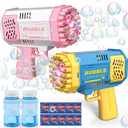 JONEG Toys for 3-8 Year Old Boys Girls: 2 Pack Bubble Machine for Kids with Bubble Solution, Gifts for 3 4 5 6 7 8 Years Old Boy Birthday Toy for Kid Toddlers Ages 4-6 Outdoor Wedding Bubbles Wands (Blue+pink)