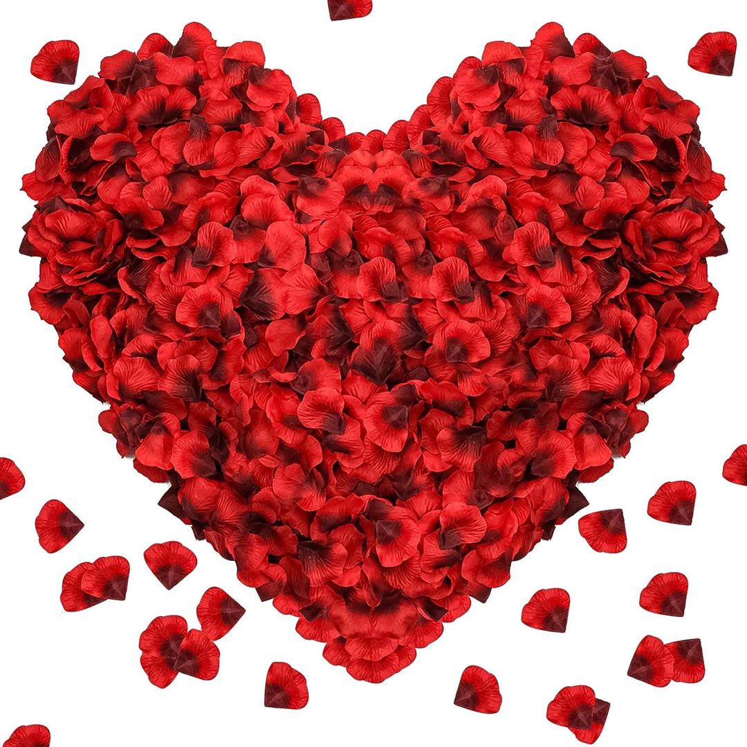 1000Pieces Rose Petals, Artificial Flower Petals Fake Rose Petals for Romantic Night,Wedding,Proposal Anniversary Flower Decorations (Big Red Dot Black) (1000pcs)