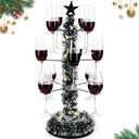Christmas Cocktail Tree Stand for Drinks 3 Tier 12 Holders Champagne Drink Tree Tower Margarita Stand for Christmas Wine Glass Holder for Party, Birthday, Housewarming Gift(Black)