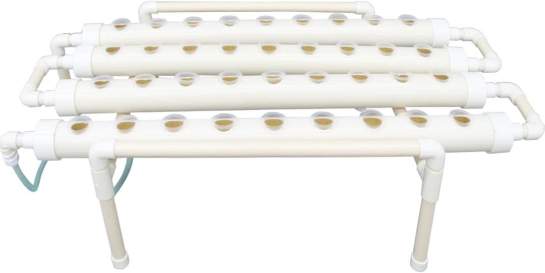 INTBUYING Hydroponics Growing System 36 Holes 4 Pipes 1 Layer Plant Site Grow Kit Hydroponic Gardening System Horizontal with Water Pump, Nest Basket, Sponge for Leafy Vegetables