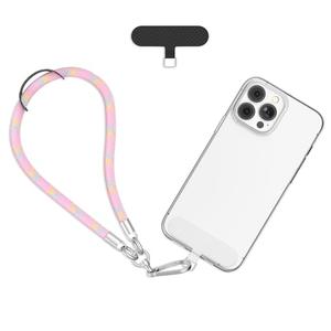HCAOCD Phone Wrist Strap - Universal Multi-functional Polyester Woven Wristband For Mobile Phones, with Two Tether Tabs and One Leather Buckles (Pink)