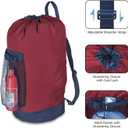 Dalykate Backpack Laundry Bag, Laundry Backpack with Shoulder Straps and Mesh Pocket Durable Nylon Clothes Hamper Bag with Drawstring Closure Red, 13 * 29 inches
