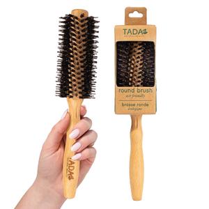 Tada Natural Beauty Round Brush for Blow Out Bamboo Hair Brush l Detangling Brush for Women, Men, and Kids (Boar round brush)