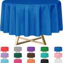 YSYJ 12 Pack Royal Blue 84 Inch Disposable Plastic Tablecloths Round Table Cloth Plastic Table Cover for Parties