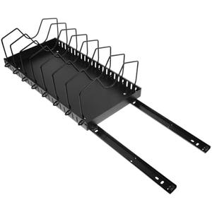 SOLUSTRE Expandable Kitchen Pot Lid Organizer Rack with 10 Adjustable Dividers Versatile Storage Solution for Cabinets Sturdy Steel Construction for Easy Access and Space-Saving